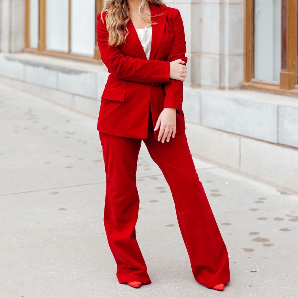 STEVE MADDEN RED VELVET SUIT SET